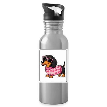 Bach Hearts Pink Glasses - Trinkflasche mit integriertem Trinkhalm - Lightsilver - Rechts