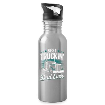 Best Truckin' Dad Ever Vatertag LKW Vatertagsgesch - Trinkflasche mit integriertem Trinkhalm - Lightsilver - Rechts