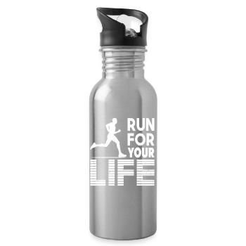 Marathonien : Coureurs de marathon : Cadeaux de course pour votre vie - Gourde avec paille intégrée - argent clair - Droite