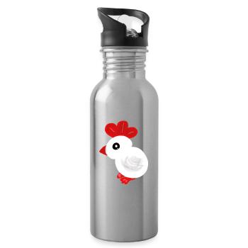 Chick Baby Chicken Child Easter Kids - Water bottle with straw - silver - Right