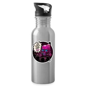 Schädel-auf-die-Bühnen-Braten - Trinkflasche mit integriertem Trinkhalm - Lightsilver - Rechts