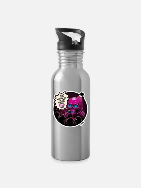 Schädel-auf-die-Bühnen-Braten - Trinkflasche mit integriertem Trinkhalm - Lightsilver