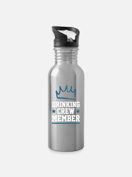 Drinking Crew - Trinkflasche mit integriertem Trinkhalm - Lightsilver