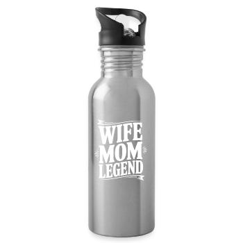 Wife Mom Legend - Water bottle with straw - silver - Right