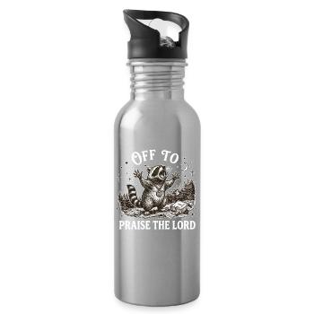 To praise the Lord Christian Waschbär - Water bottle with straw - silver - Right