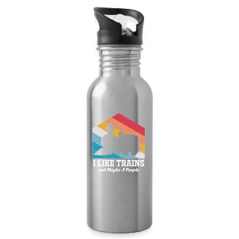 Modelleisenbahn Modellbau Modellbauer - Trinkflasche mit integriertem Trinkhalm - Lightsilver - Rechts