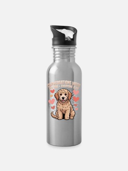 Goldendoodle Dog Breed - Trinkflasche mit integriertem Trinkhalm - Lightsilver