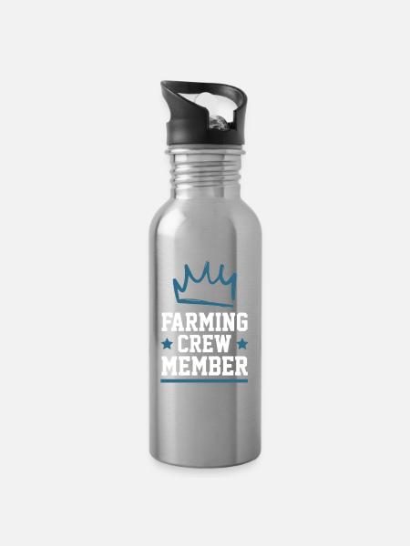 Farming Crew - Trinkflasche mit integriertem Trinkhalm - Lightsilver