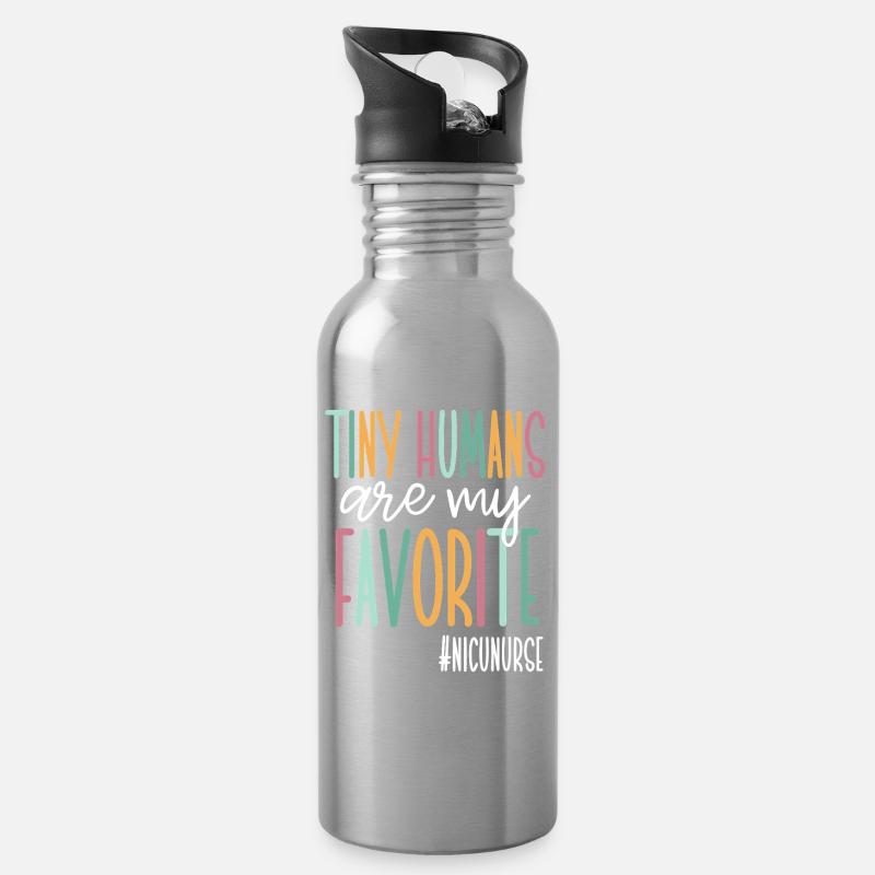Tiny Humans Are My Favorite - Water bottle with straw - silver