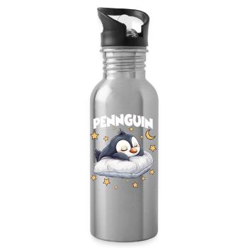 Pennguin Penguin Pajama Morning Grouch Late Riser - Water bottle with straw - silver - Right