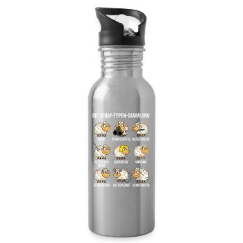 Die Schaf Typen Sammlung Lustiges Wortspiel - Trinkflasche mit integriertem Trinkhalm - Lightsilver - Rechts