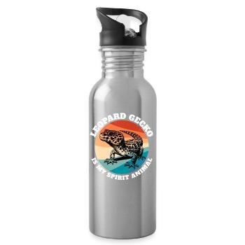 Leopard Gecko Sayings - Water bottle with straw - silver - Right