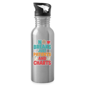 Night Shift Nurse, Tired - Water bottle with straw - silver - Right