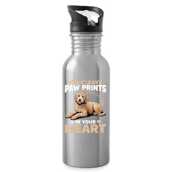 Goldendoodle Dog Breed - Water bottle with straw - silver - Right