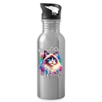 Ragdoll Katze Mama - Trinkflasche mit integriertem Trinkhalm - Lightsilver - Rechts