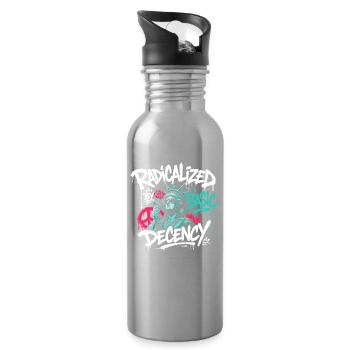 Radicalized Basic Decency Graffiti - Water bottle with straw - silver - Right