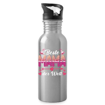 Beste Mama der Welt - Trinkflasche mit integriertem Trinkhalm - Lightsilver - Rechts