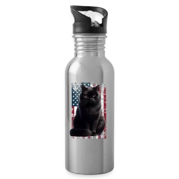 Grumpy Black Cat US Schwarze Katze - Gourde avec paille intégrée - argent clair - Droite