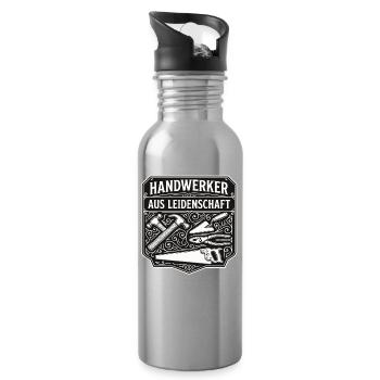 Handwerker Leidenschaft Qualität Tradition - Trinkflasche mit integriertem Trinkhalm - Lightsilver - Rechts