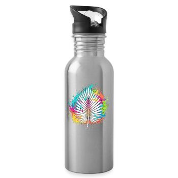 Explosion colorée de couleurs d’éventail de paume - Gourde avec paille intégrée - argent clair - Droite