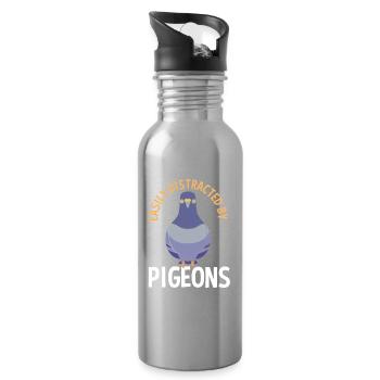 Pigeon pigeon - Gourde avec paille intégrée - argent clair - Droite