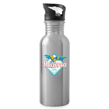 Mallorca Insel der Balearen Retro Papagei Souvenir - Trinkflasche mit integriertem Trinkhalm - Lightsilver - Rechts