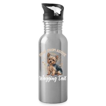Yorkshire Terrier Yorkie Dog Breed - Water bottle with straw - silver - Right
