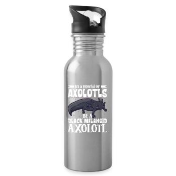 Be a Black Melanoid Axolotl - Water bottle with straw - silver - Right