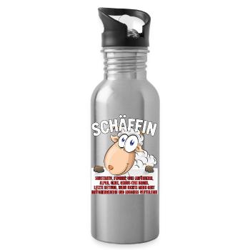 Schäffin - Alpha Schaf mit Sonnenbrille - Trinkflasche mit integriertem Trinkhalm - Lightsilver - Rechts