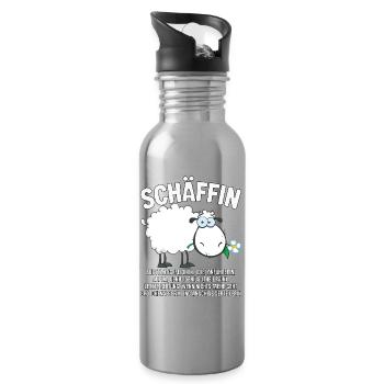 Schäffin - Alpha Schaf mit Sonnenbrille - Trinkflasche mit integriertem Trinkhalm - Lightsilver - Rechts