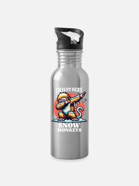 Lustige Schneeaffe Sprüche - Trinkflasche mit integriertem Trinkhalm - Lightsilver