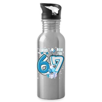 I was 6 Now Im 7 Birthday Shirt Kids 7 Birthday - Water bottle with straw - silver - Right
