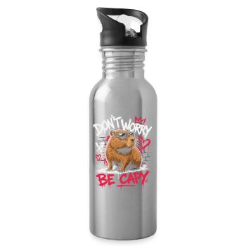 Don't Worry Be Capy - Water bottle with straw - silver - Right