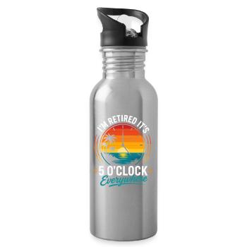 Retirement Beach Clock – 5 p.m. Anywhere - Water bottle with straw - silver - Right