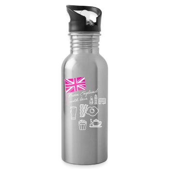 EXANGLIA (Pink + Weiß) - Trinkflasche mit integriertem Trinkhalm - Lightsilver - Rechts