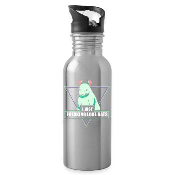 Rat, house rat, rat owner, rat lover - Water bottle with straw - silver - Right