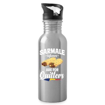 Sarmale-Reste sind für Aufgeber. Rumänischer Snack - Trinkflasche mit integriertem Trinkhalm - Lightsilver - Rechts