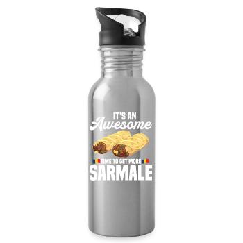 Sarmale-Küche Foodie-Gericht Serbischer Snack - Trinkflasche mit integriertem Trinkhalm - Lightsilver - Rechts