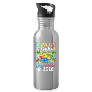 Équipe de croisière de Cancún 2026 - Gourde avec paille intégrée - argent clair - Droite