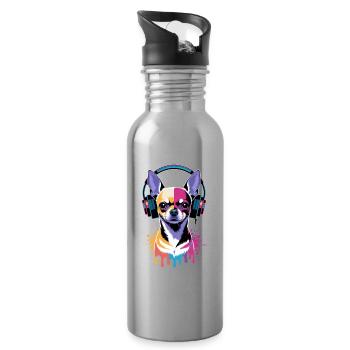Chihuahua Kopfhörer - Trinkflasche mit integriertem Trinkhalm - Lightsilver - Rechts