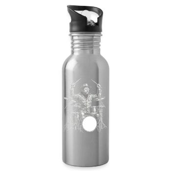 Theodore Roosevelt spielt Schlagzeug - Trinkflasche mit integriertem Trinkhalm - Lightsilver - Rechts