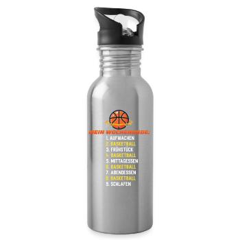 Basketball Weekend – Geschenkidee - Trinkflasche mit integriertem Trinkhalm - Lightsilver - Rechts