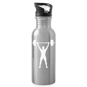 Haltérophilie Silhouette Entraînement avec poids - Gourde avec paille intégrée - argent clair - Droite