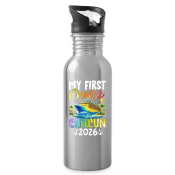 My First Cruise Cancun 2026 - Water bottle with straw - silver - Right