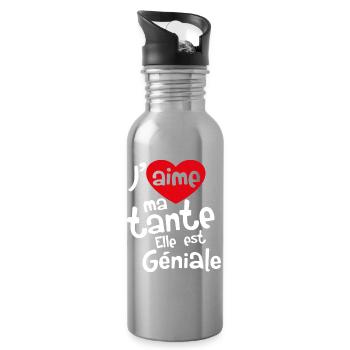 J’aime ma tante Elle est Géniale - Gourde avec paille intégrée - argent clair - Droite