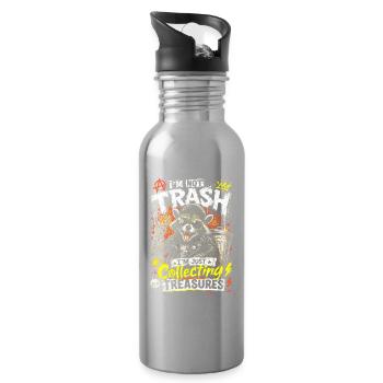 Raton laveur au trésor - Gourde avec paille intégrée - argent clair - Droite