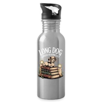Lese Dackel - Trinkflasche mit integriertem Trinkhalm - Lightsilver - Rechts