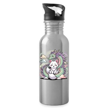 Kawaii Drache Fuchs Shirt Magisches Pastell Motiv - Trinkflasche mit integriertem Trinkhalm - Lightsilver - Rechts