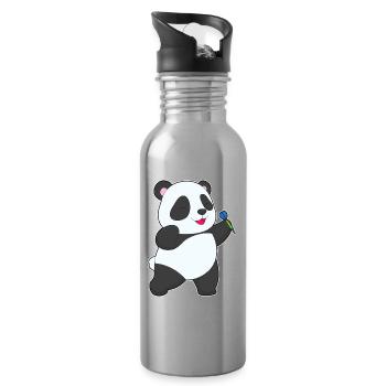 Panda Dart Dartpfeil Sport - Water bottle with straw - silver - Right