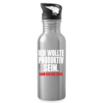 Ich wollte produktiv sein – Dann kam das Leben - Trinkflasche mit integriertem Trinkhalm - Lightsilver - Rechts